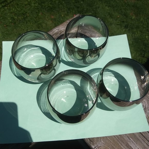 Mid century modern silver fade rolly polly glasses Four glasses set A - Picture 5 of 16